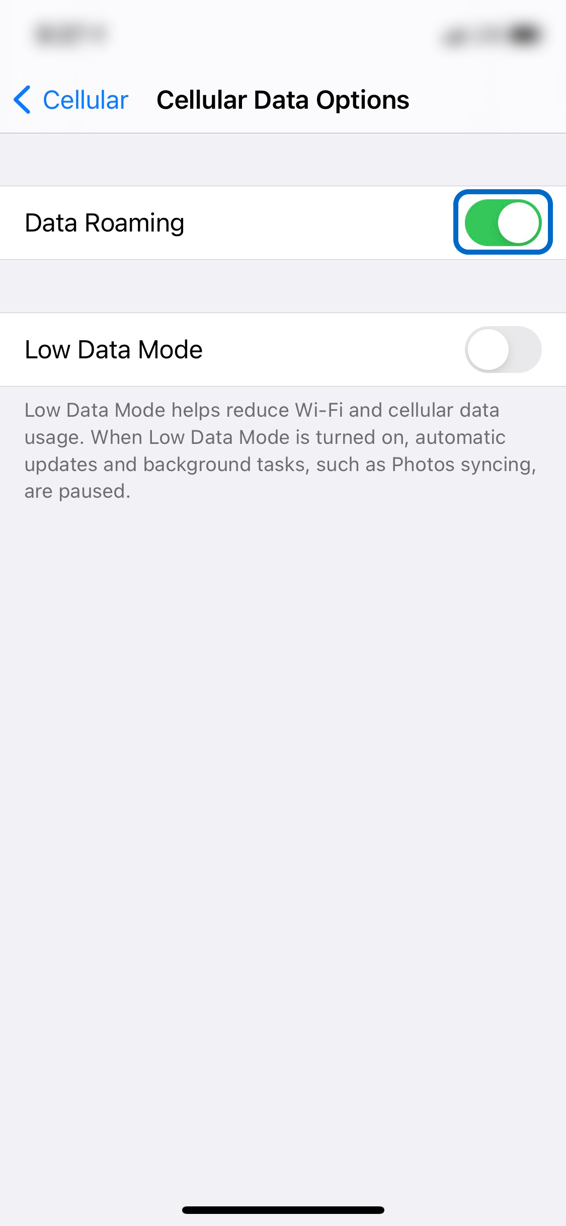 iphone enable disable roaming step 3 disable