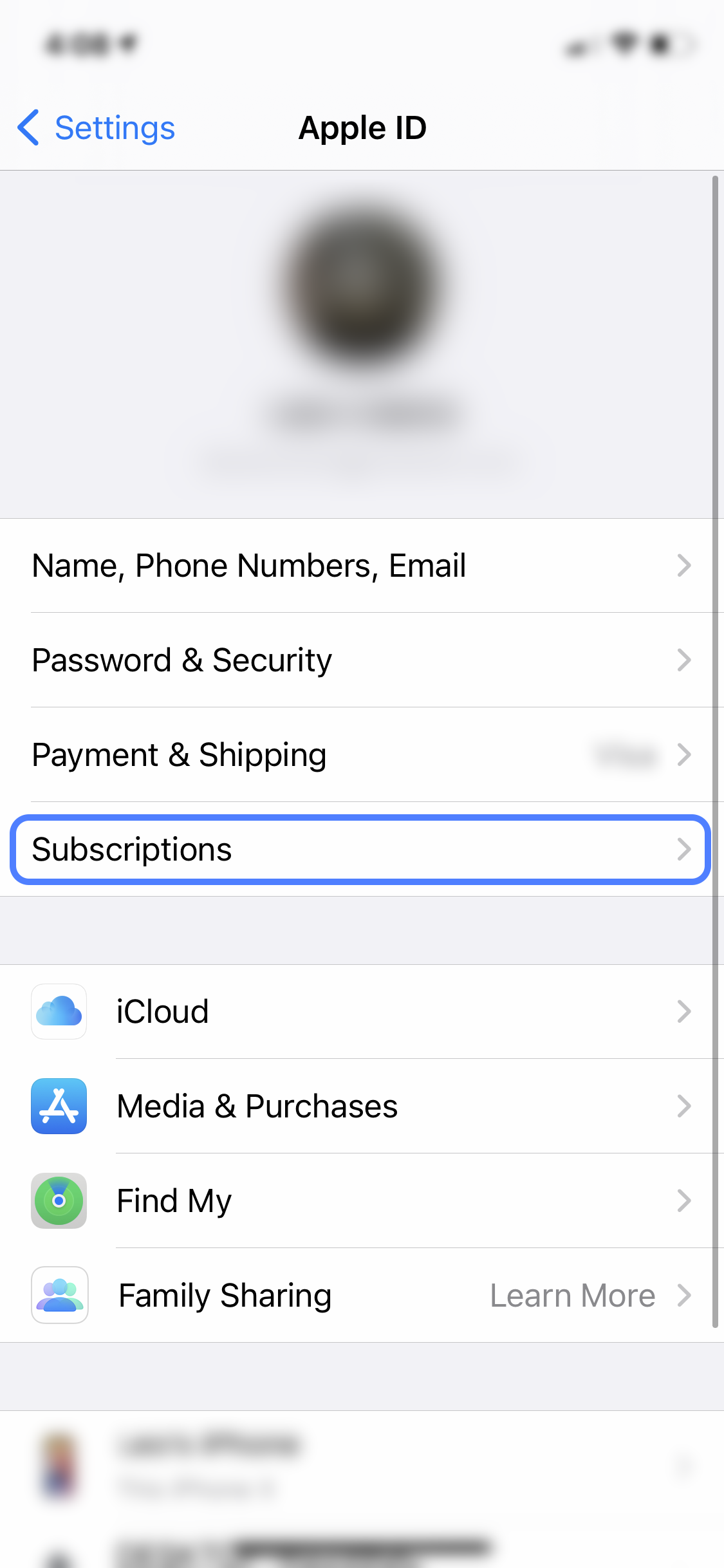 iphone cancel subscription step 2