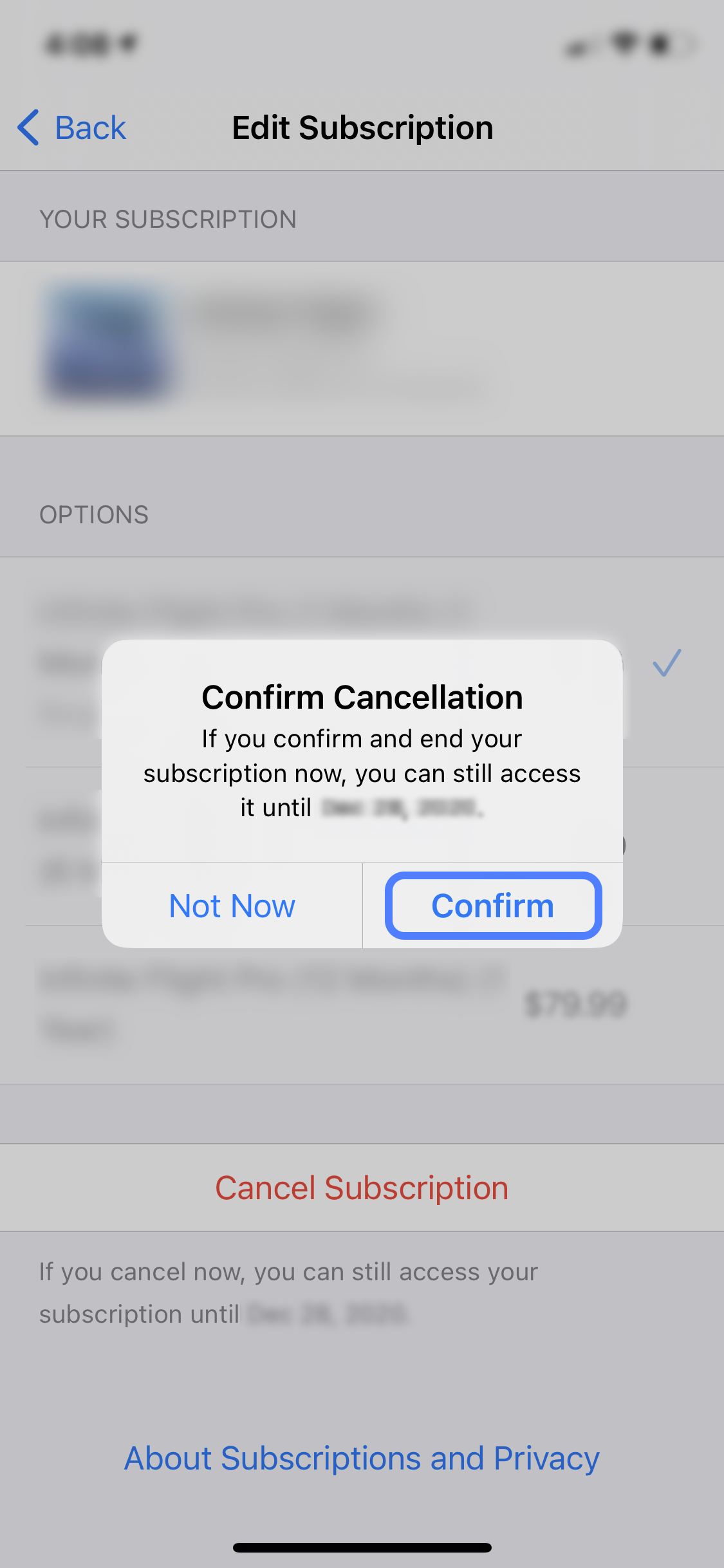 iphone cancel subscription step 5